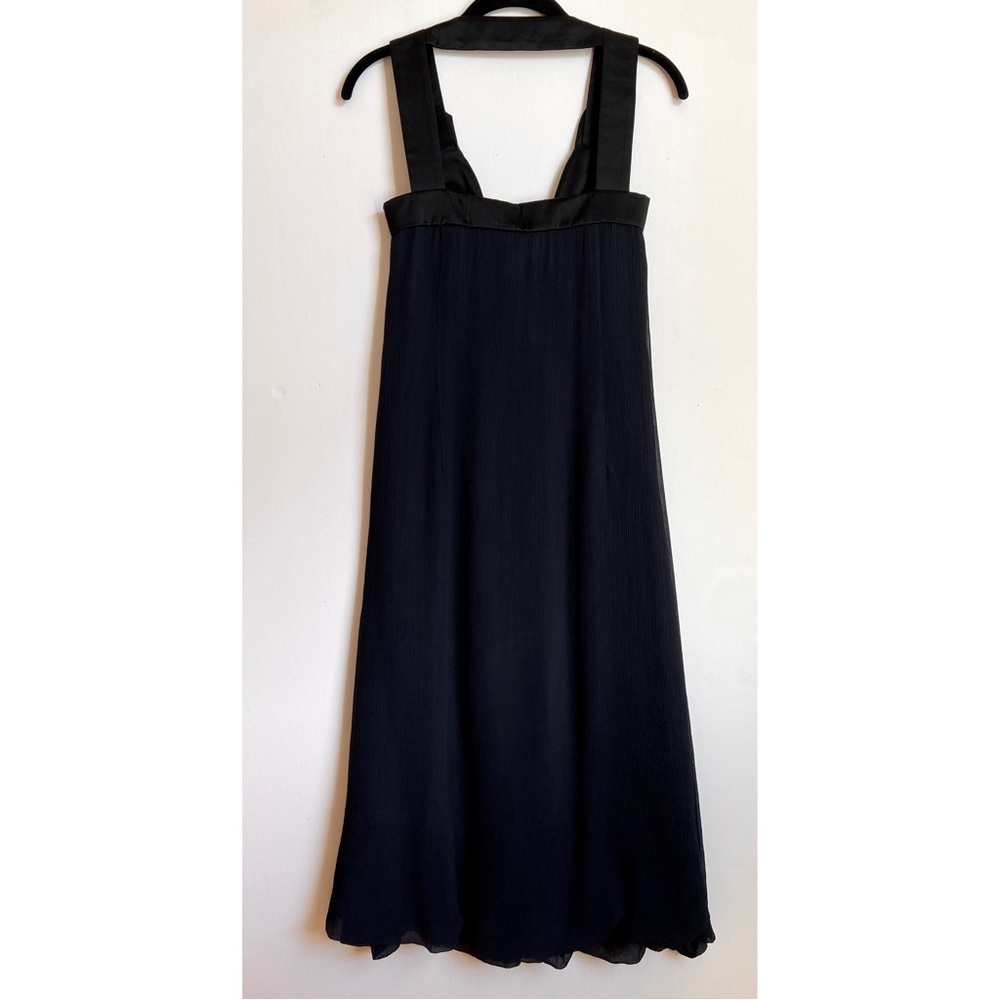 GIVENCHY NAVY CRINKLE CHIFFON BLACK SILK EMPIRE WAIST GOWN XS - Picture 5 of 9
